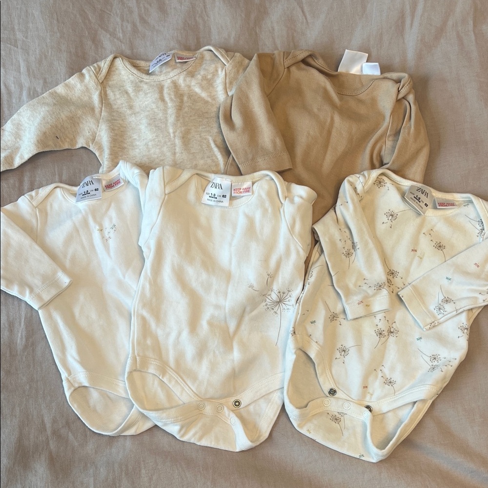 Zara Kids Beige and Cream Bodysuit Set